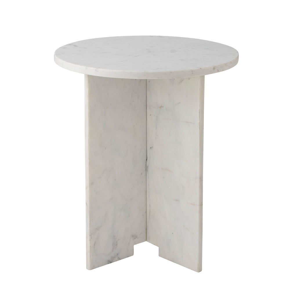 Jasmia Side Table, White, Marble