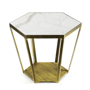 Ray Sloping Side Table with Marble Top