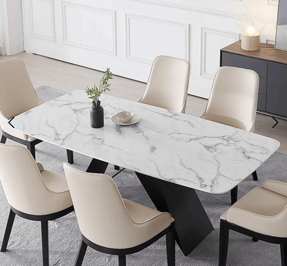 Dining Table, Sintered Stone, White and Black