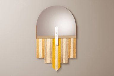 yellow mirror with marble details
